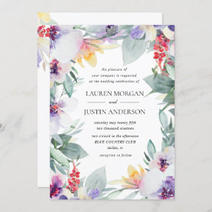 watercolor tender spring floral wedding invitation
