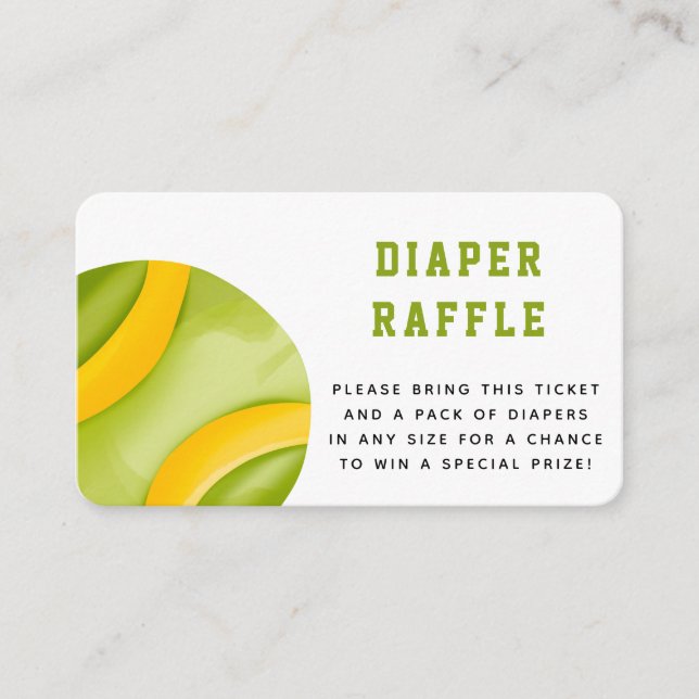 Watercolor Tennis Ball Diaper Raffle Baby Shower Enclosure Card (Front)