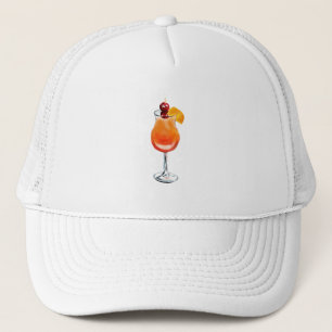 Watercolor Tequila Sunrise Cocktail Trucker Hat