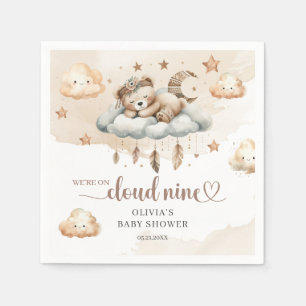 Watercolor terracotta boho feathers cloud nine napkin