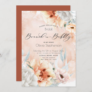 Watercolor Terracotta Brunch Bubbly Bridal Shower Invitation