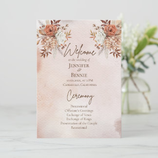 Watercolor Terracotta Fall Bohemian Boho Floral Programme