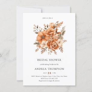 Watercolor Terracotta Floral Bridal Shower Invitation
