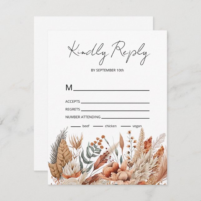 Watercolor Terracotta Flowers RSVP Card (Front/Back)