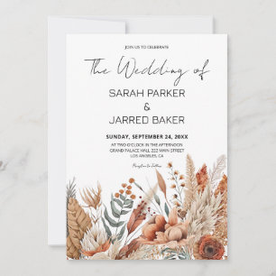 Watercolor Terracotta Flowers Wedding Invitation