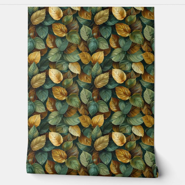 Watercolor terracotta orange yellow sage fall wallpaper (Unrolling)