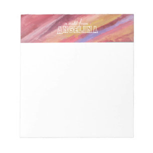 Watercolor terracotta strips white letter notepad