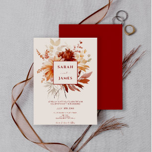 Watercolor Terracotta Wildflower Boho Wedding  Invitation
