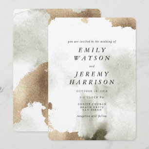 Watercolor Texture Grey Marble Wedding Invitation