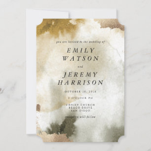 Watercolor Texture Khaki Wedding Invitation