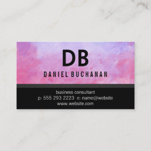 Watercolor Texture   Monogram Business Card