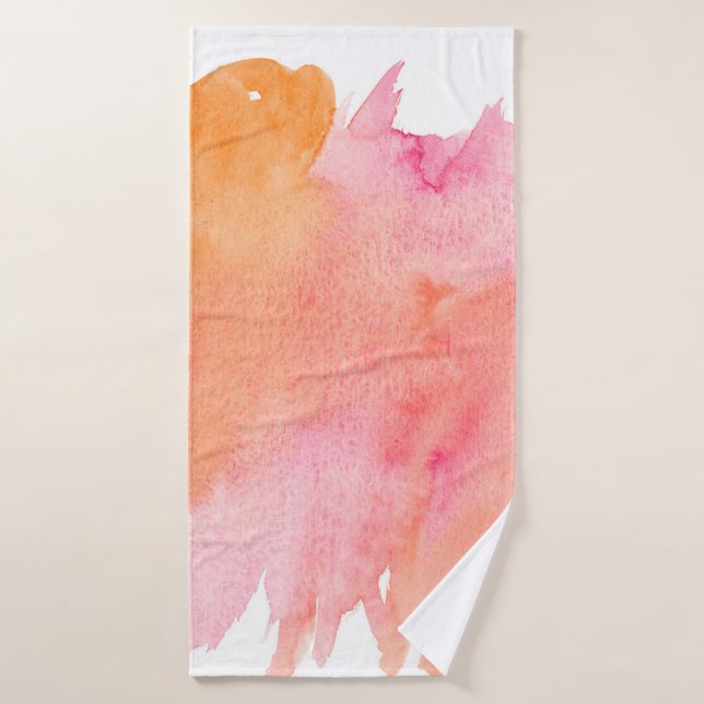 Watercolor texture pink orange bath towel (Bath Towel)