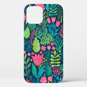 Watercolor texture with flowers and plants. Floral iPhone 12 Case