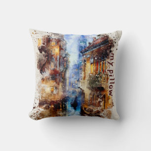 Watercolor Textured Monogrammed Pillow