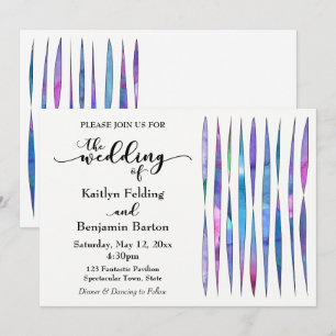Watercolor Textures White Purple Pink Blue Wedding Invitation