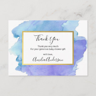 Watercolor THANK YOU Blue White BOY baby shower Invitation