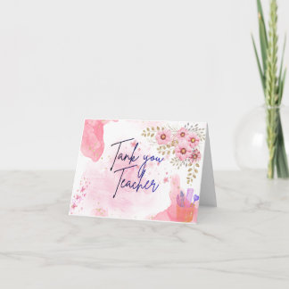 Watercolor Thank You Card for Teacher 