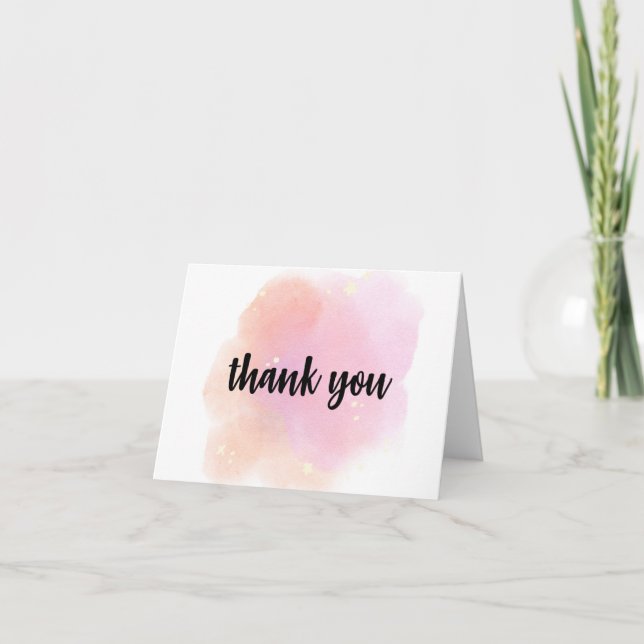 Watercolor Thank You Card – Pink & Peach (Front)