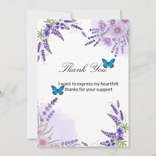Watercolor Thank You Card | Purple Flowers Lavende (Front)