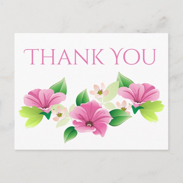 Watercolor Thank You Floral Pink Purple Flower Postcard (Front)