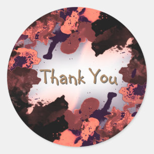 Watercolor Thank You Painting Splatter Orange Classic Round Sticker