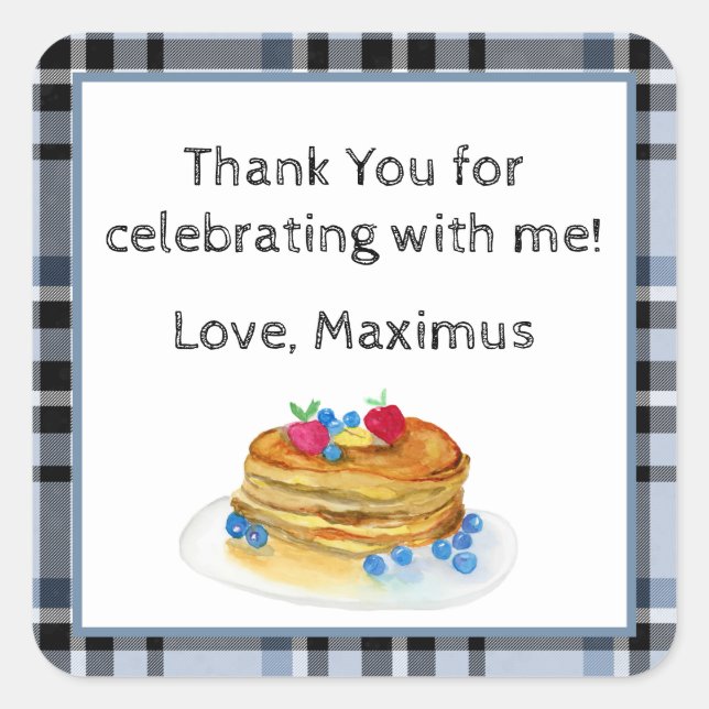 Watercolor Thank You Pancake Brunch Square Sticker (Front)