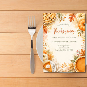 Watercolor Thanksgiving Dinner Invitation
