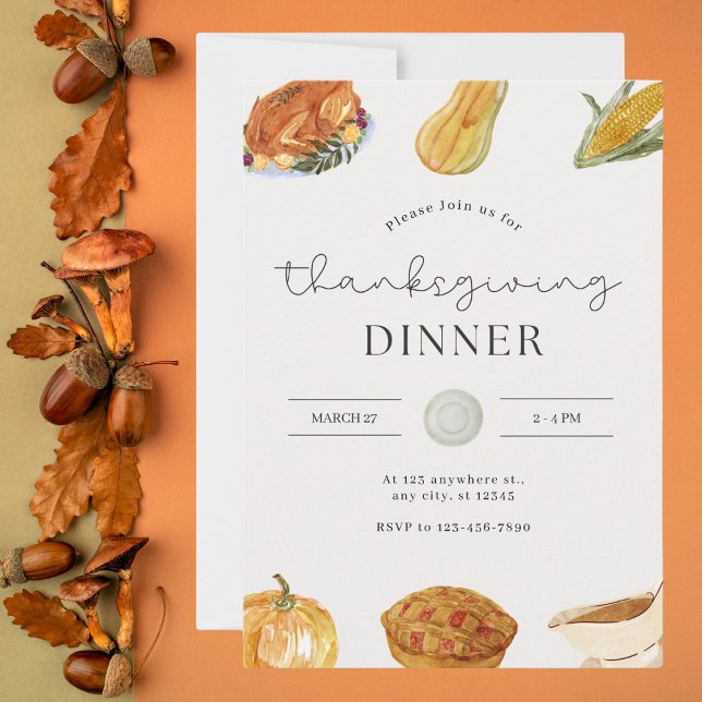 Watercolor Thanksgiving Dinner Invitation (Creator Uploaded)