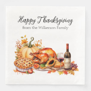 Watercolor Thanksgiving Dinner Napkin