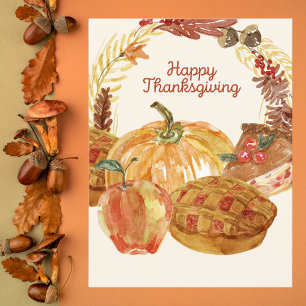Watercolor Thanksgiving Feast Holiday Postcard