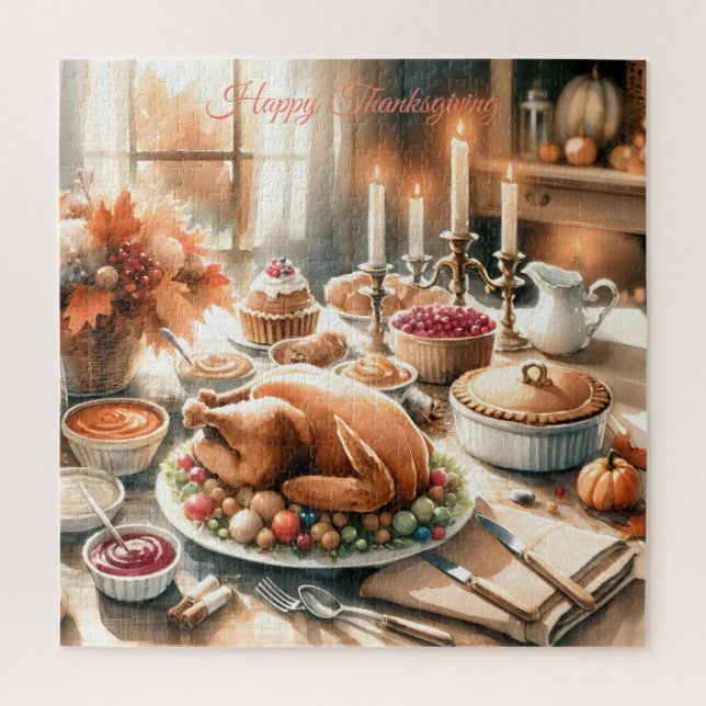 Watercolor Thanksgiving Illustration Jigsaw Puzzle (Vertical)