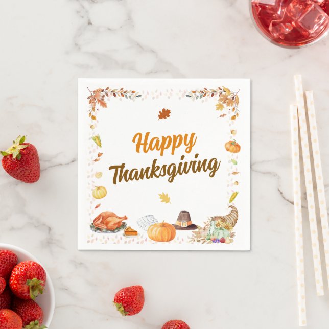 Watercolor Thanksgiving Napkin (Insitu)
