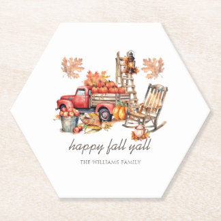 Watercolor Thanksgiving Personalised Paper Coaster