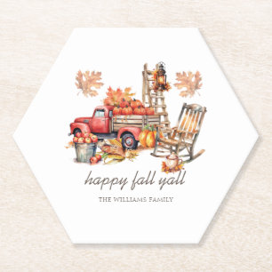 Watercolor Thanksgiving Personalized Paper Coaster
