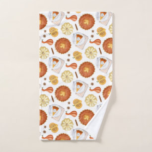 Watercolor Thanksgiving Pumpkin Pie Paper Plate Hand Towel