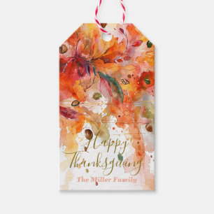 Watercolor Thanksgiving Tag Autumn Abstract Design