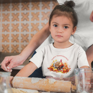 Watercolor Thanksgiving Turkey and Pumpkins T-Shirt