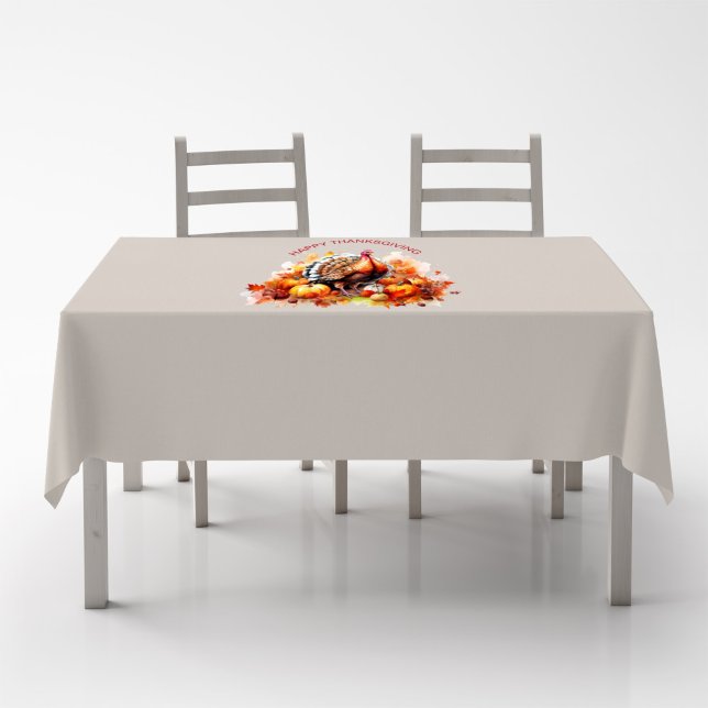 Watercolor Thanksgiving Turkey and Pumpkins  Tablecloth (Creator Uploaded)