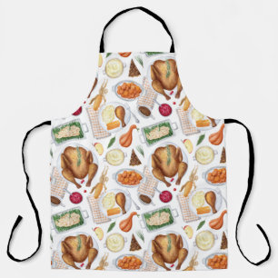 Watercolor Thanksgiving Turkey Dinner Apron