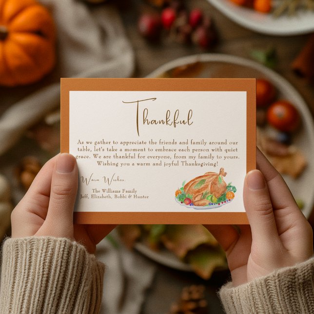 Watercolor Thanksgiving Turkey Thankful Card (Creator Uploaded)