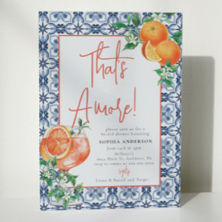 Watercolor That's Amore Spritz Bridal Shower Invitation