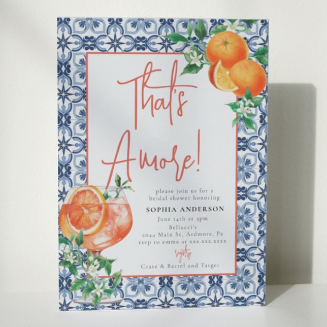Watercolor That's Amore Spritz Bridal Shower Invitation (Creator Uploaded)