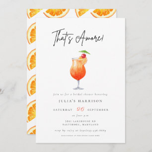 Watercolor That's Amore Spritz Bridal Shower Invitation