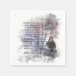 Watercolor The Raven Edgar Allan Poe Poem Napkin