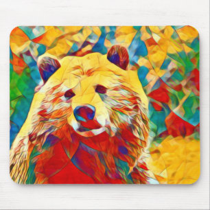 Watercolor Theme Colourful Bear Mousepad