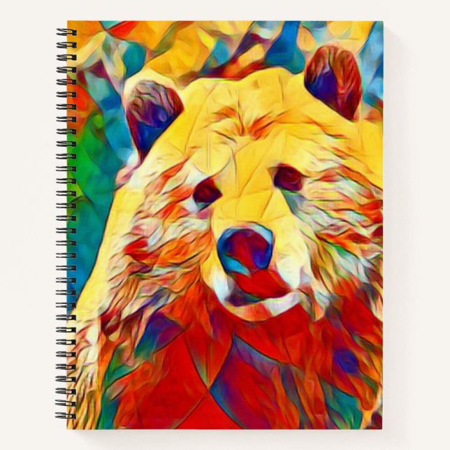 Watercolor Theme Colourful Digital Bear Notebook (Front)