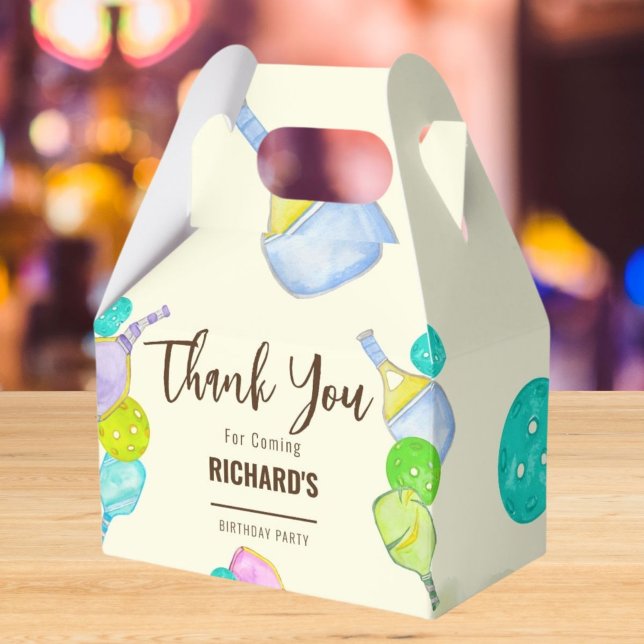 Watercolor Theme Pickleball Sports Birthday Party Favour Box (Creator Uploaded)