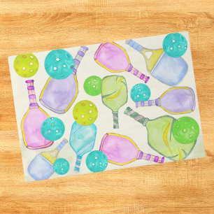 Watercolor Theme Pickleball Sports Birthday Party Tissue Paper