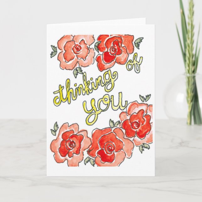 Watercolor Thinking of You Card (Front)