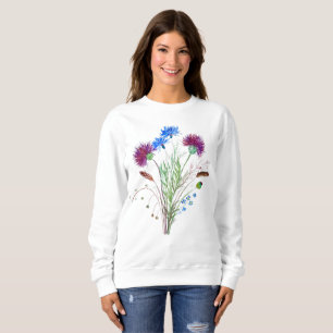 Watercolor Thistle Flowers Wildflowers Nature Sweatshirt